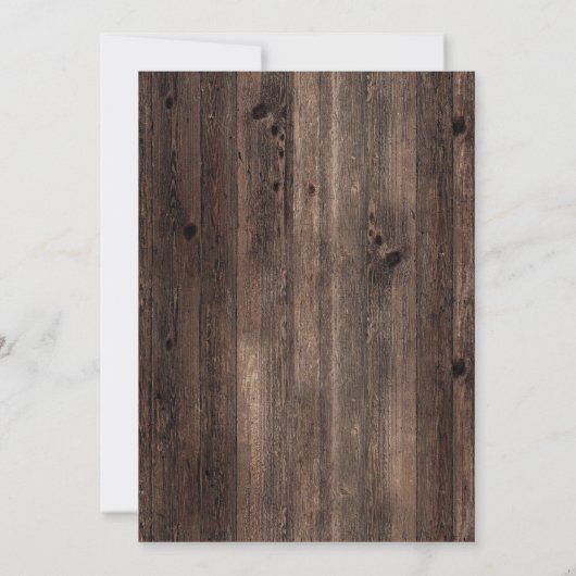 Rustikales Holz rosa Blumenstrauß Lichter 50 Fabel Einladung (Rückseite)