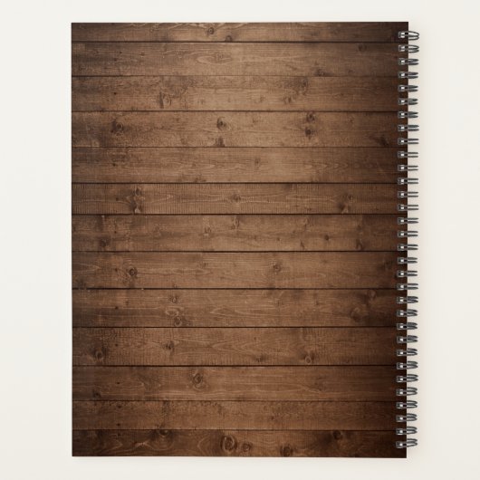 Rustikales Holz rosa Blumenzange Lights Hochzeit Planer (Rückseite)