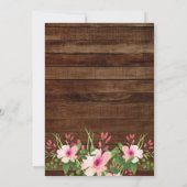 Rustikales Holz Rosa Blütengold Glitzer 40. Geburt Einladung (Rückseite)