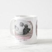 Rustikales Holz Rosa Frohe Weihnachtsfamilie Foto Kaffeetasse (Vorderseite Links)
