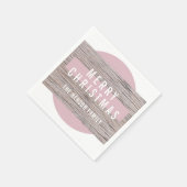 Rustikales Holz Rosa Frohe Weihnachtsfamilie Serviette (Ecke)