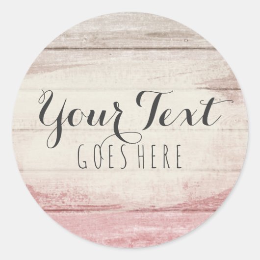 Rustikales Holz Rosa Ombre Shabby Hütte Chic Runder Aufkleber (Vorderseite)
