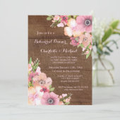 Rustikales Holz Rosa Probe Abendessen Party Einladung (Stehend Vorderseite)