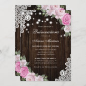 Rustikales Holz Rosa Rosa Zwiebelblume Einladung (Vorne/Hinten)