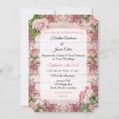 Rustikales Holz Rosa Rose Elegantes Hochzeitsempfa Einladung (Vorderseite)