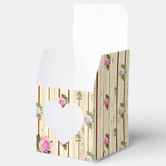 Rustikales Holz Rosa Rosen Strippenfarben Gesichts Geschenkschachtel (Geöffnet)