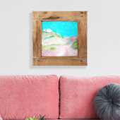 Rustikales Holz rosa türkisfarbene Landschaft Lein Leinwanddruck (Insitu (Wohnzimmer))