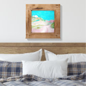 Rustikales Holz rosa türkisfarbene Landschaft Lein Leinwanddruck (Insitu (Schlafzimmer))