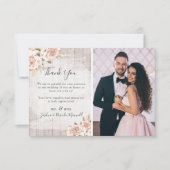 Rustikales Holz & Rose Shabby Wedding Vielen Dank  Dankeskarte (Vorderseite)