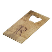 Rustikales Holz rostfreie Stahlflasche Geldbeutel Flaschenöffner (Vorderseite Schrägansicht)