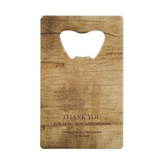 Rustikales Holz rostfreie Stahlflasche Geldbeutel Flaschenöffner (Rückseite)