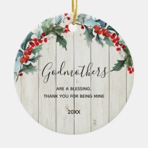 Rustikales Holz Rote Blumenmütter Weihnachten Keramik Ornament