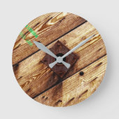 Rustikales Holz Runde Wanduhr (Vorderseite)