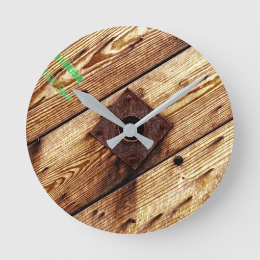 Rustikales Holz Runde Wanduhr (Vorderseite)