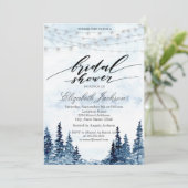 Rustikales Holz, Saitenleuchten, Aquarellbäume Einladung (Stehend Vorderseite)