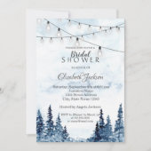 Rustikales Holz, Saitenleuchten, Aquarellfarben Einladung (Vorderseite)