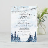 Rustikales Holz, Saitenleuchten, Aquarellfarben Einladung (Stehend Vorderseite)