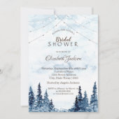 Rustikales Holz, Saitenleuchten, Aquarellfarben Einladung (Vorderseite)