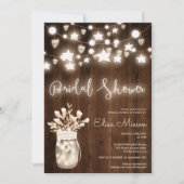 Rustikales Holz-Saitenleuchten Brautparty Einladung (Vorderseite)