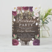 Rustikales Holz-Saitenlicht Geburtstag Einladung (Stehend Vorderseite)