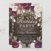 Rustikales Holz-Saitenlicht Geburtstag Einladung (Vorne/Hinten)