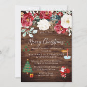 Rustikales Holz Santa Tree Modernstes Weihnachtsfe Einladung (Vorderseite)