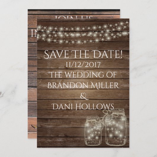 Rustikales Holz Save the Date (Vorne/Hinten)