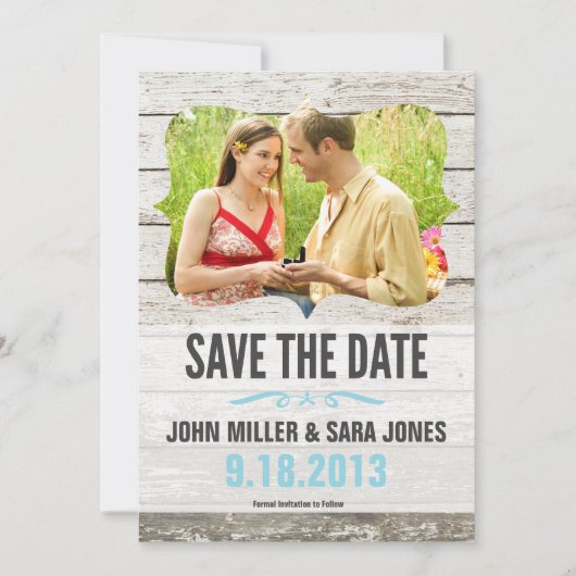 Rustikales Holz Save the Date (Vorderseite)