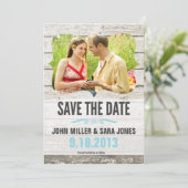 Rustikales Holz Save the Date (Stehend Vorderseite)