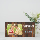 Rustikales Holz Save the Date (Stehend Vorderseite)