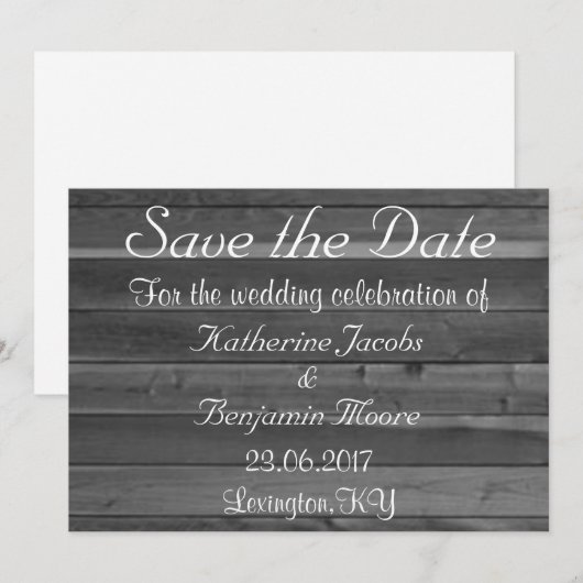 Rustikales Holz Save the Date Ankündigung (Vorne/Hinten)