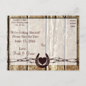 Rustikales Holz Save the Date Anstiftung Postkarte (Rückseite)