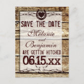 Rustikales Holz Save the Date Anstiftung Postkarte (Vorderseite)