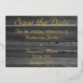 Rustikales Holz Save the Date Folieneinladung (Vorderseite)