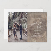 Rustikales Holz Save the Date Foto Postkarte (Vorne/Hinten)