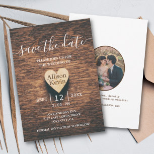 Rustikales Holz Save the Date Hochzeit im Herbst E Einladung
