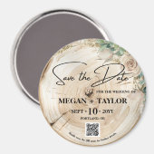 Rustikales Holz Save the Date kein Foto QR Code Magnet (Vorderseite/Rückseite)