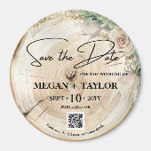 Rustikales Holz Save the Date kein Foto QR Code Magnet (Vorne)