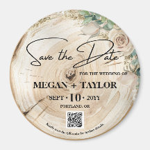 Rustikales Holz Save the Date kein Foto QR Code