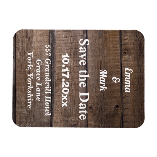 Rustikales Holz Save the Date magnetisch Magnet (Horizontal)