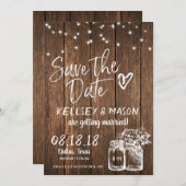 Rustikales Holz Save the Date mit Mason Jars & Lig Einladung (Vorne/Hinten)