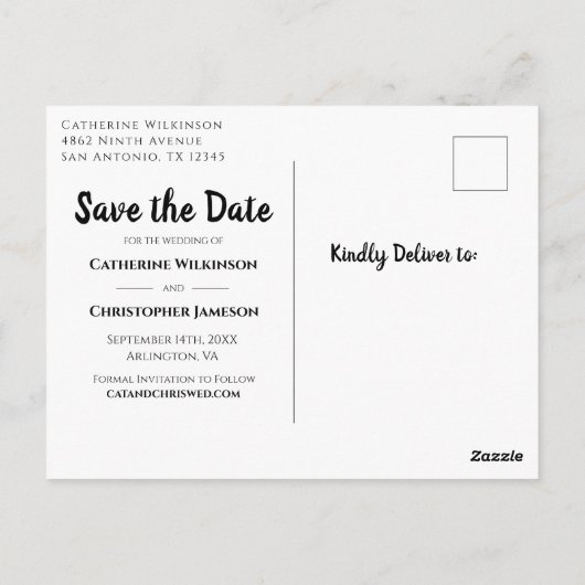 Rustikales Holz Save the Date Rose Blumenverkündun Postkarte (Rückseite)