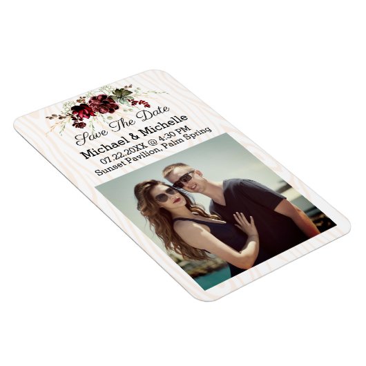 Rustikales Holz Save the Date unseres Hochzeitsmag Magnet (Rechte Seite)