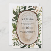 Rustikales Holz Scheiben Abschluss Party einladen Save The Date (Vorderseite)