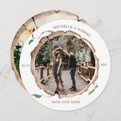 rustikales Holz Scheiben Foto Save the Date Karte (Vorne/Hinten)