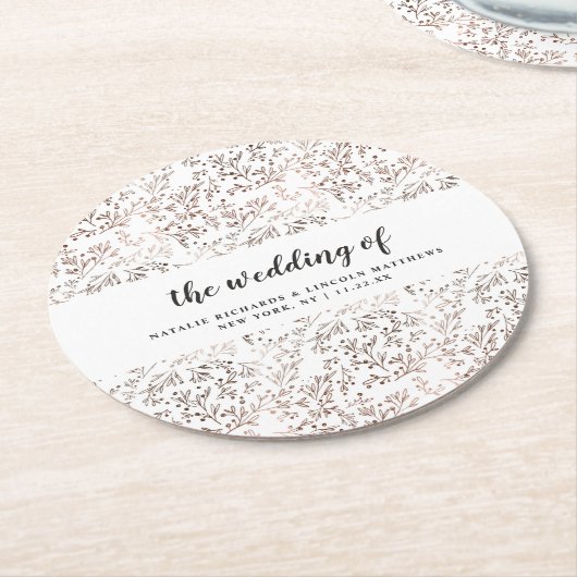 Rustikales Holz-Scheiben Kupfer-Folie Herbst Monog Runder Pappuntersetzer (Angewinkelt)