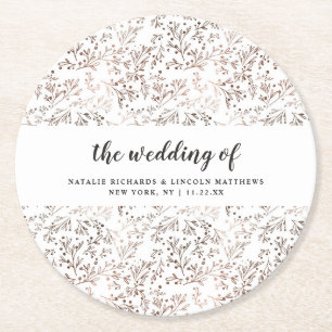 Rustikales Holz-Scheiben Kupfer-Folie Herbst Monog Runder Pappuntersetzer