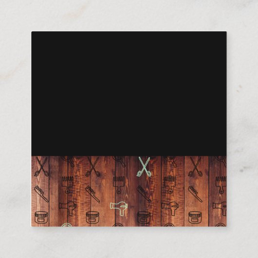 Rustikales Holz Schwarz Stylist Tools Muster Terminkarte (Rückseite)