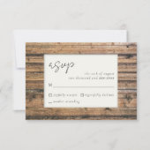 Rustikales Holz Schwarz-weiß Elfenbeinküste Elegan RSVP Karte (Vorderseite)