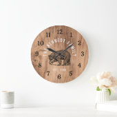 Rustikales Holz schwarzer Bär Familie Name Große Wanduhr (Zuhause)